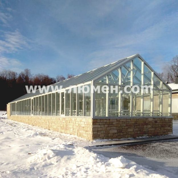Алюминиевая теплица зимой